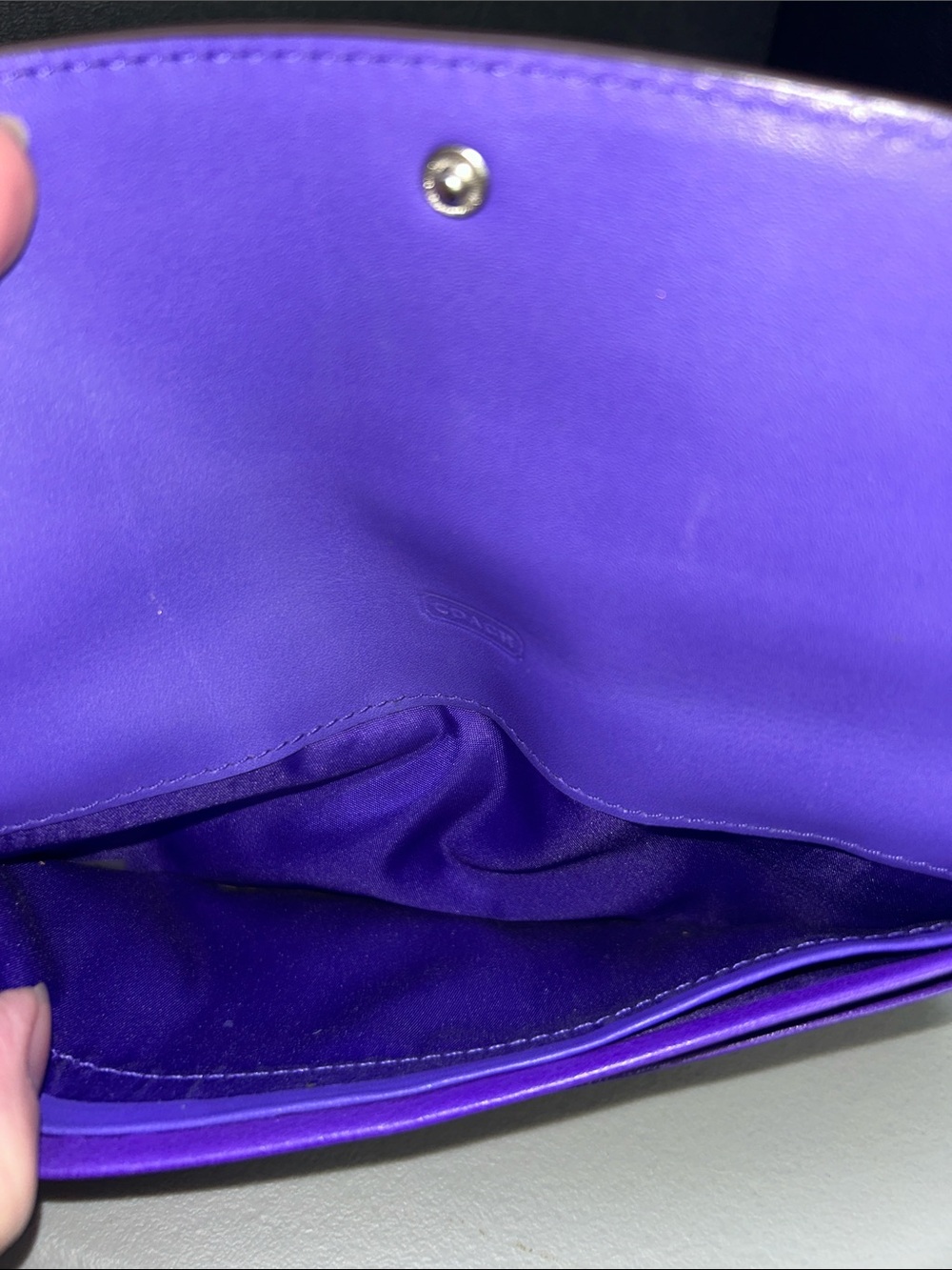 Coach Purple Leather Flap Wallet - Picture 4 of 6